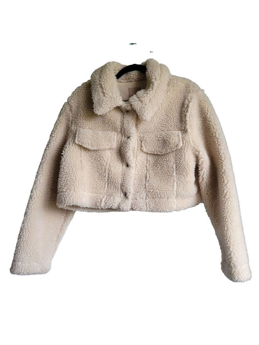 Love Tree Cream Sherpa Teddy Jacket Large Cropped